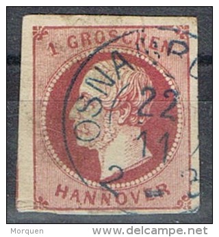 Alemania , Estado HANNOVER, 1 Gr Fechador Azul OSNABRUCK, Num 17a º - Saxe