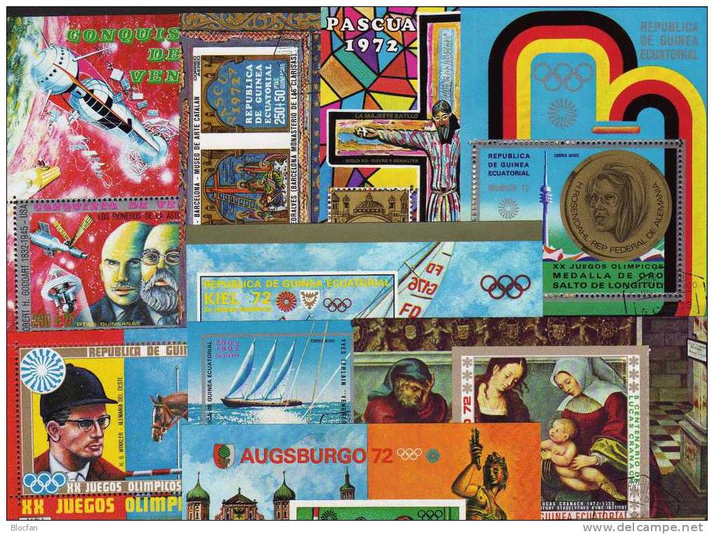 Motive Äqatorial Guinea Lot 16 Blocs **/o 28€ Kunst Sport Technik Natur Easter Reiten Venus Space Flying Sheet Bf Africa - Lots & Kiloware (mixtures) - Max. 999 Stamps