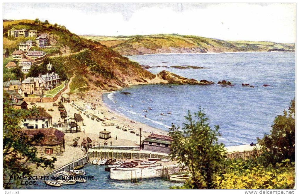 SALMON ART CARD - CARRUTHERS - 4253 - BEACH & CLIFFS FROM HANNAFORE, LOOE - Other & Unclassified