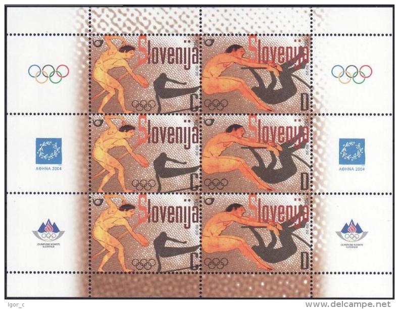 Slovenia Slovenie Slowenien 2004  Olympic Games Athens, Long Jump. Discus Throwing Antique Games; Sheet MNH ** - Summer 2004: Athens