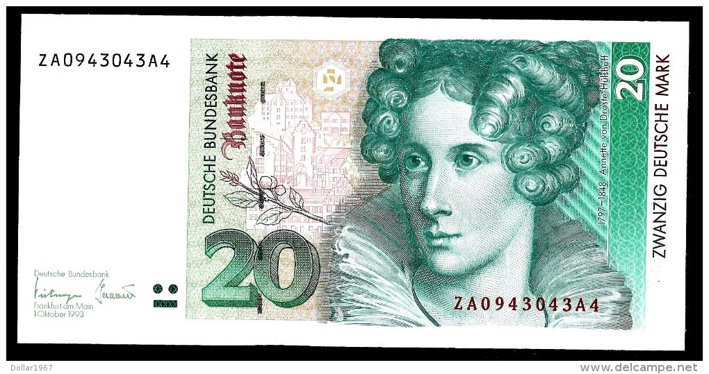 304 :20 Dm Duitsland /Ersatznote Za Serie 1-10-1993... See The Scans For Condition. ( Originalscan !!! ) - 20 Deutsche Mark