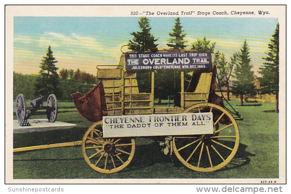 Wyoming Cheyenne The Overland Trail Stage Coach 1936 - Cheyenne