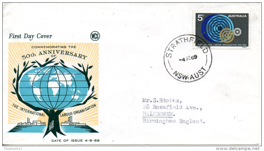 AUSTRALIE. N°387 De 1969 Sur Enveloppe 1er Jour (FDC). OIT. - OIT