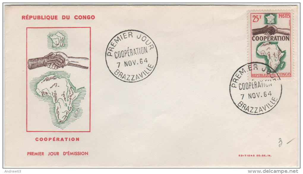 CONGO - Coopération France Afrique - 1964 - FDC - FDC