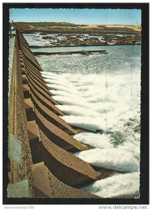 Egypt Postal Used Picture  Aswan Dam  Postcard With Stamps - Other & Unclassified