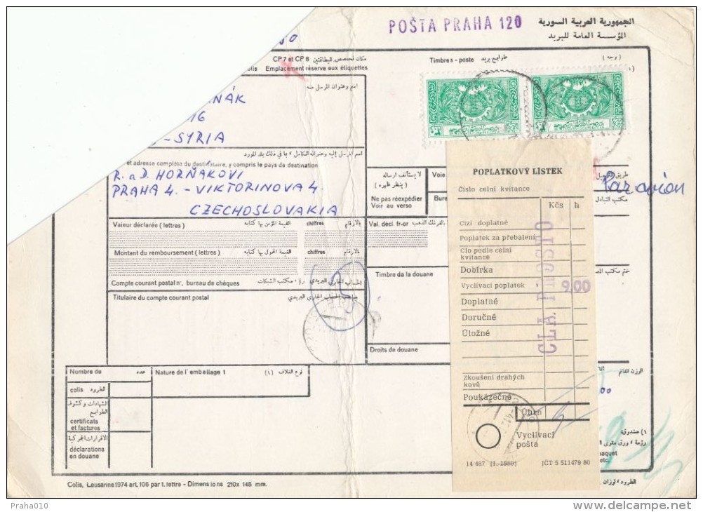 C06129 - Syria (1980) .... / Alep / Par Avion / - To Czechoslovakia: 220 00 Praha 120, 221 00 Praha 121, 140 00 Praha 4 - Timbres-taxe