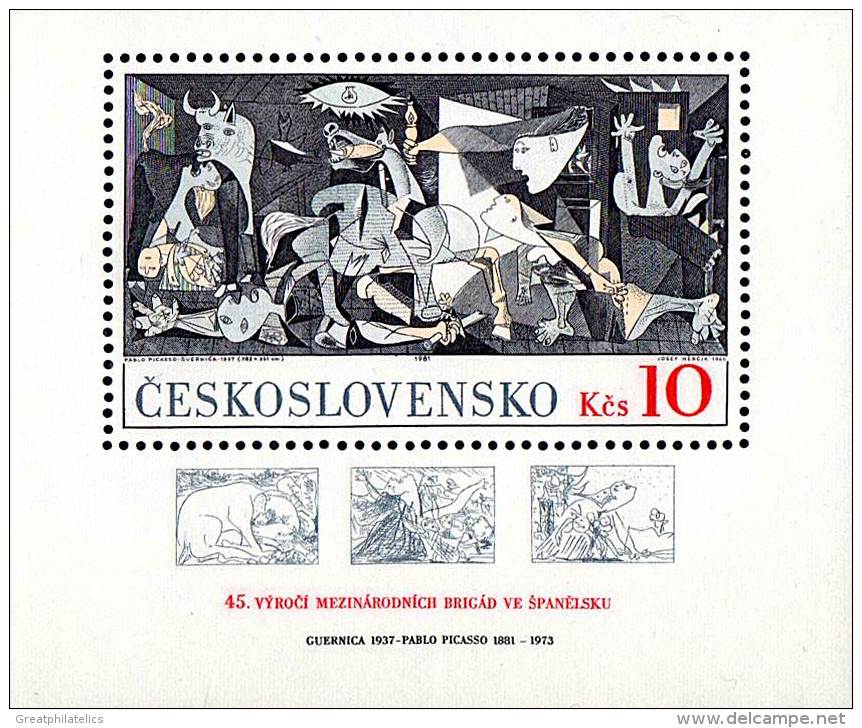 CZECHOSLOVAKIA 1981 PICASSO "GUERNICA" S/S SC#2374 MNH  (D01) - Picasso