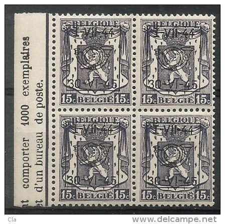 PRE 523  Bloc 4  **  Cdf  Insc. Marginales - Typo Precancels 1936-51 (Small Seal Of The State)