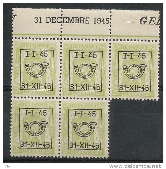 PRE 529  Bloc 5  **  Bdf  31 Décembre 1945  GEL... - Tipo 1936-51 (Sigillo Piccolo)