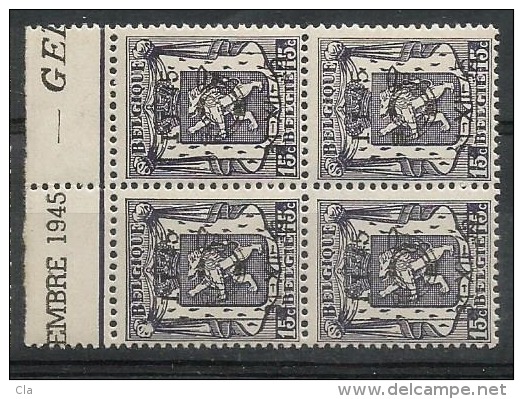 PRE 532  Bloc 4  **  Bdf    Embre 1945  GE - Typo Precancels 1936-51 (Small Seal Of The State)