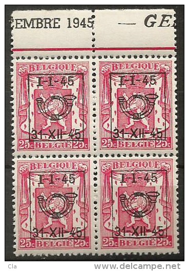PRE 534  Bloc 4  **  Bdf    Embre 1945  GE - Typo Precancels 1936-51 (Small Seal Of The State)