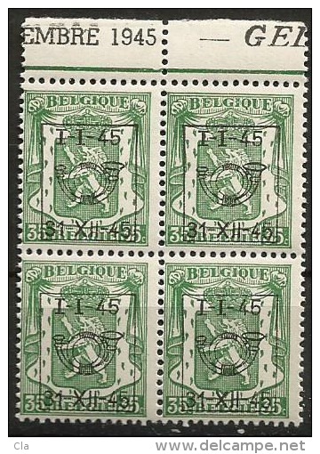 PRE 535  Bloc 4  **  Bdf    Embre 1945  GE - Tipo 1936-51 (Sigillo Piccolo)