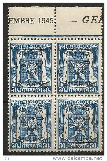 PRE 536  Bloc 4  **  Bdf    Embre 1945  GE - Typo Precancels 1936-51 (Small Seal Of The State)