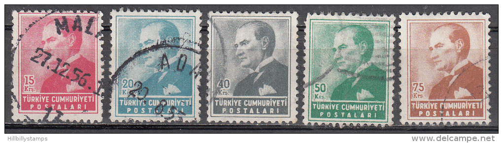 Turkey  Scott No.  1141-45     Used     Year  1955 - Unused Stamps