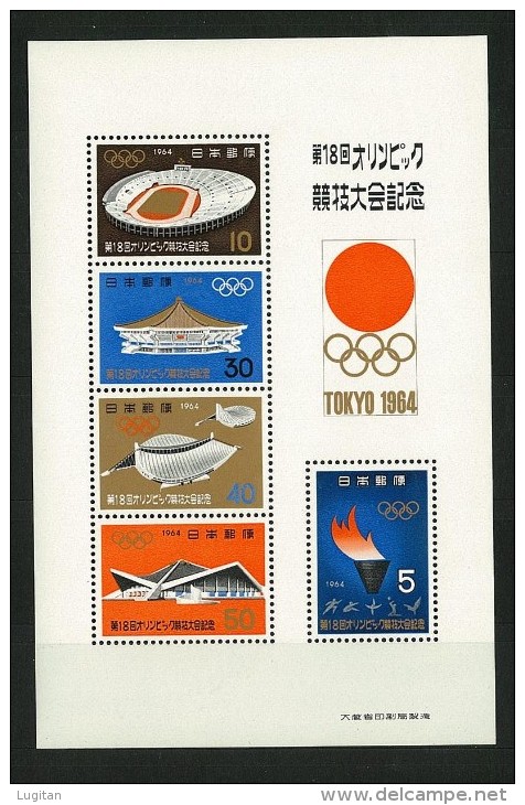 GIAPPONE - JAPAN -1964 Olympic Games - Tokyo, - 5 VALORI  MINISHEET + FOGLIETTO  OLIMPIADI OLTRE 4 OMAGGI VEDI  FOTO