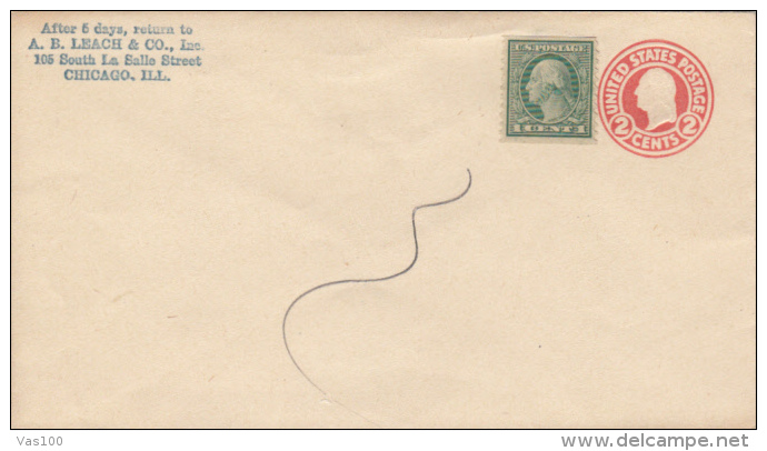 GEORGE WASHINGTON, EMBOISED COVER STATIONERY, ENTIER POSTAL, USA - 1901-20