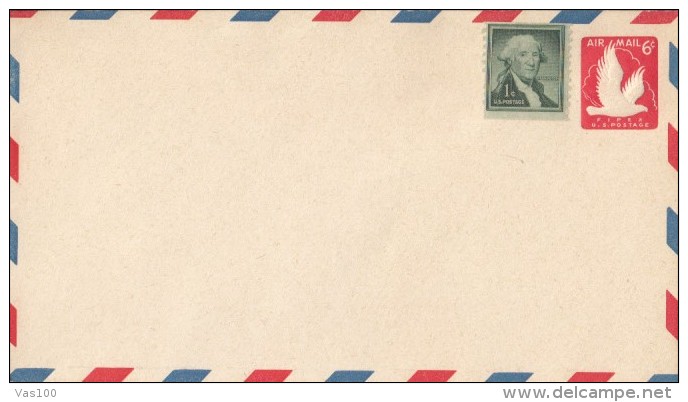 GEORGE WASHINGTON STAMP, EAGLE, EMBOISED COVER STATIONERY, ENTIER POSTAL, USA - 1941-60