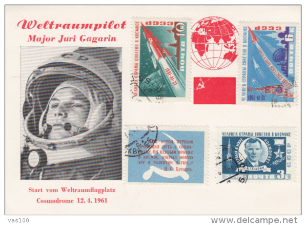 SPACE, COSMOS, IURI GAGARIN, COSMONAUT, SPACE SHUTTLE, CM, MAXICARD, CARTES MAXIMUM, 1961, RUSSIA - Russie & URSS