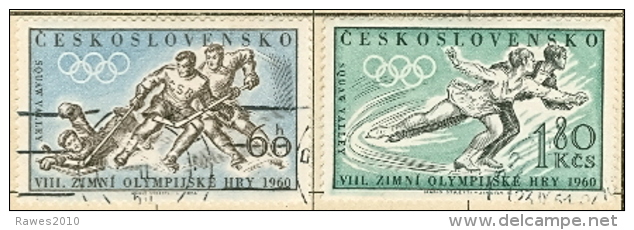 Tschechoslowakei Mi. 1183 - 1184 Gest. Olympische Winterspiele Squaw Vakkey USA 1960 Eishockey Eiskunstlauf Paare - Inverno1960: Squaw Valley