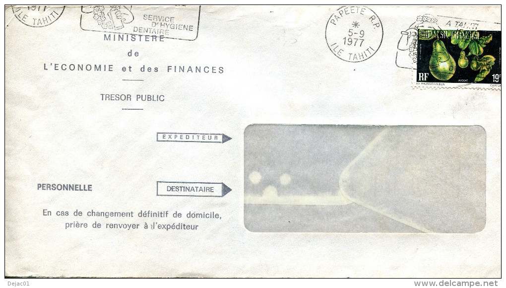 Polynésie - Pli Avec Timbre Service - Papeete 5 Mars 1977 - R 1255 - Dienstmarken