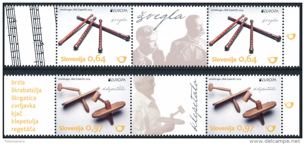 SLOVENIA/Slowenien EUROPA 2014 "National Music Instruments" Set Of 2v**Middle Row - 2014