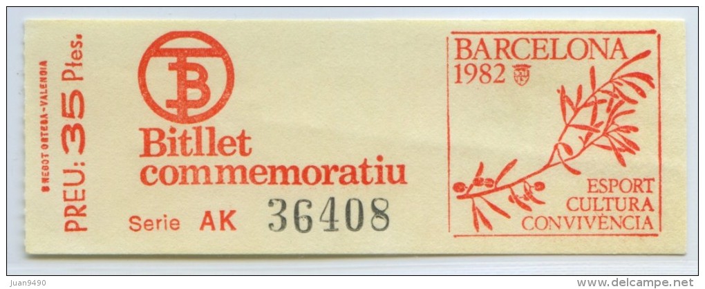 BILLETE CONMEMORATIVO DE LOS TRANVIAS DE BARCELONA // 1982 // (1) - Europe