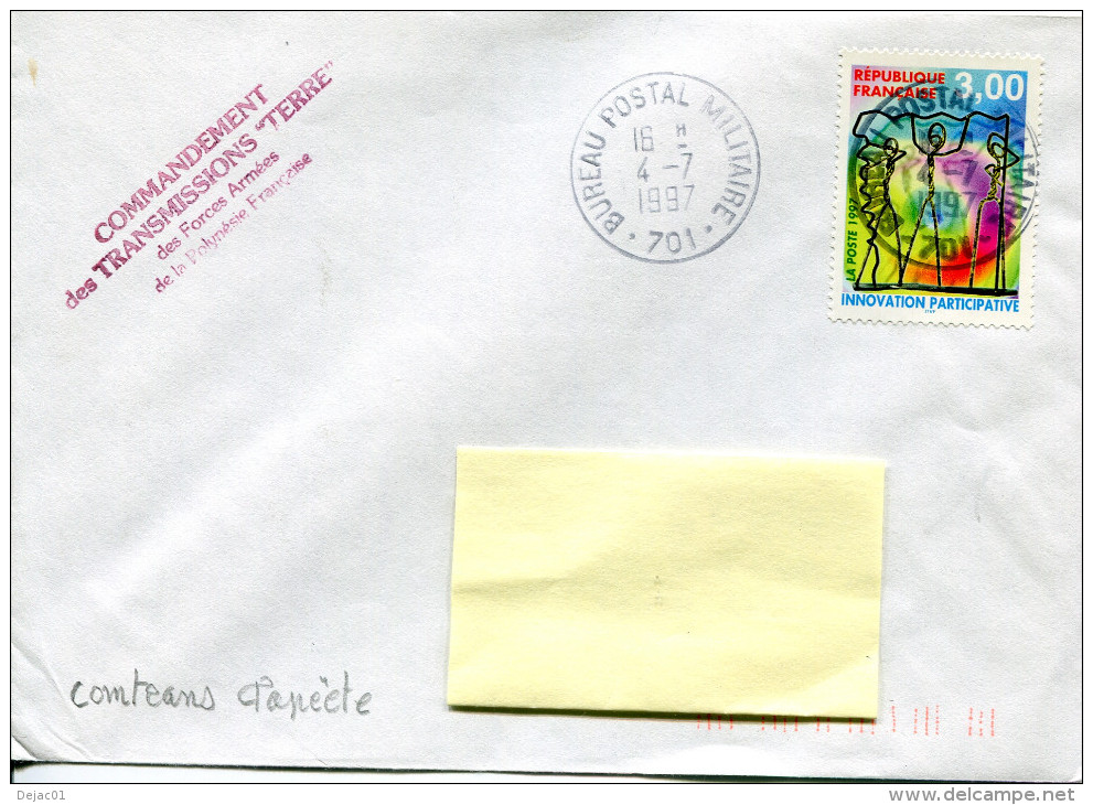 Cachet à Date Du Bureau Postal Militaire 701 + Commandement Transmissions - 4 Juillet 1997 - R 1285 - Cachets Militaires A Partir De 1900 (hors Guerres)