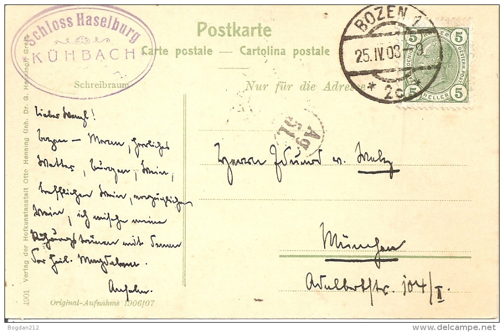 1903 - BOLZANO-BOZEN, Super Zustand, 2 Scan - Bolzano (Bozen)