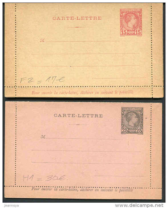 MONACO - ENTIER POSTAUX - 2 CARTES LETTRES RÉF. STORCH & FRANCON N° F2 & H1 - LUXE - Entiers Postaux