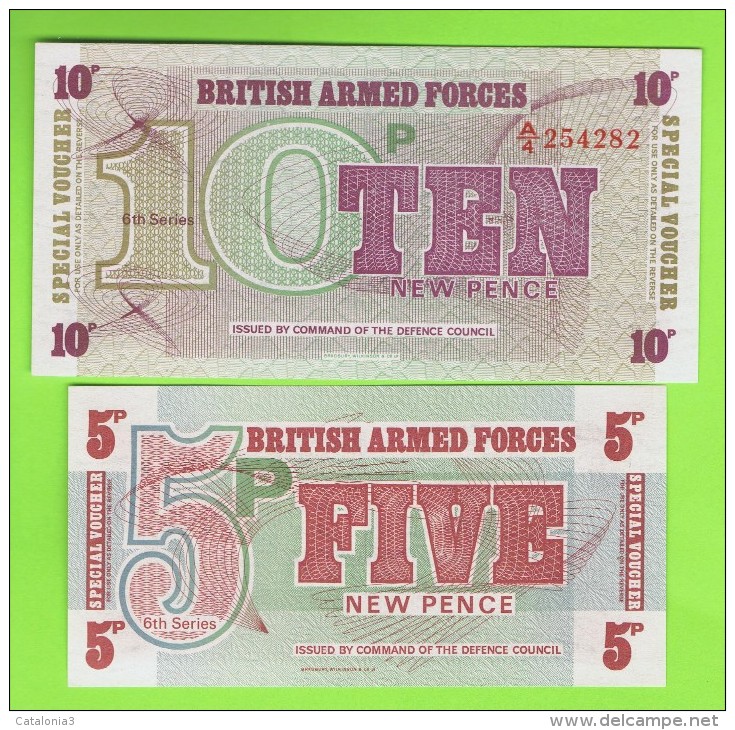 GRAN BRETAÑA - LOTE 2 BILLETES SC - Forze Armate Britanniche & Docuementi Speciali