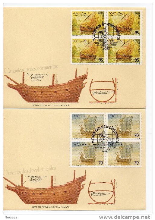 Serie De Barcos De Portugal En Bloque De 4. 1990 - Covers & Documents