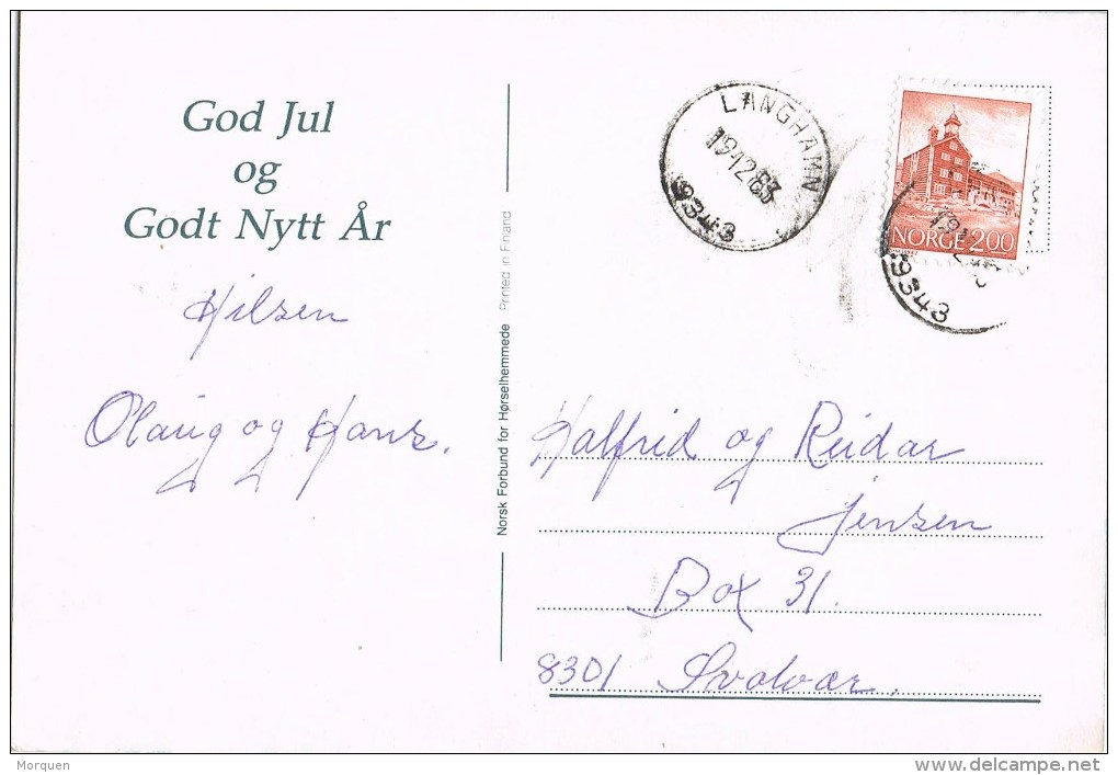 9227. Postal LANGHAMN (Noruega) Norge 1963. God Jul - Covers & Documents