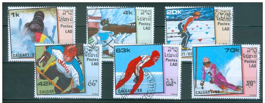 LAOS - Mi-Nr. 1060 - 1065 Olympische Winterspiele, Calgary Gestempelt - Winter 1988: Calgary