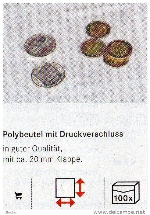 Lindner #788 Größere 200-Polybeutel Mit Verschluß Neu 36€ Schutz/Einsortieren 220x310mm For Coins,stamps+letter Of World - Materiaal