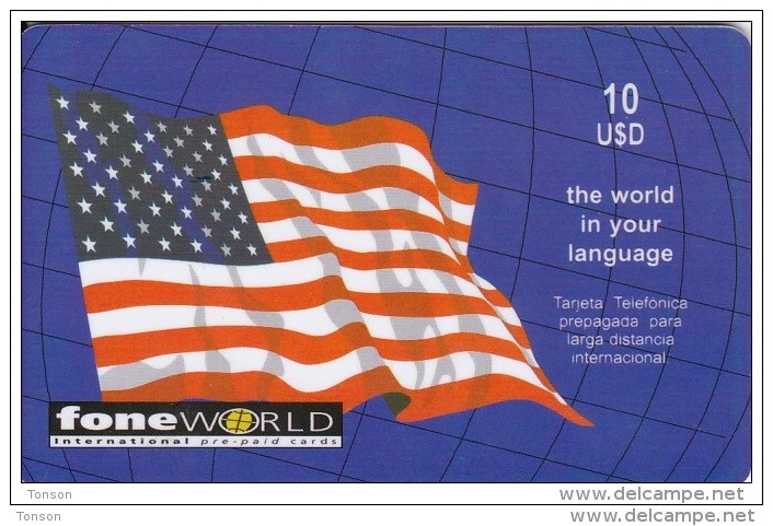 United States, FoneWORLD, 10USD, American Flag, 2 Scans. - Andere & Zonder Classificatie