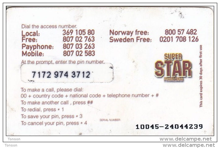 Norway,  Prepaid Card, Superstar, 2 Scans. Also Denmark And Sweden - Norwegen