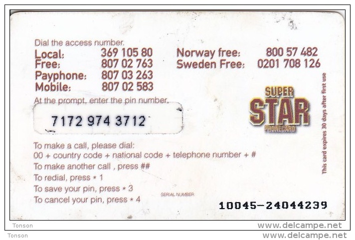 Norway,  Prepaid Card, Superstar, 2 Scans. Also Denmark And Sweden - Noorwegen