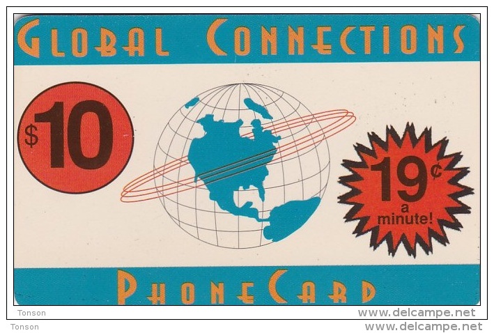 United States, $10 Global Connections Phonecard, 2 Scans. - Andere & Zonder Classificatie