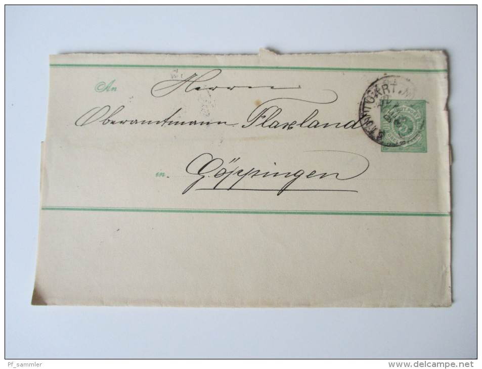AD Württemberg Streifbänder 8 Stück 1888-1890 Göppingen - Postwaardestukken