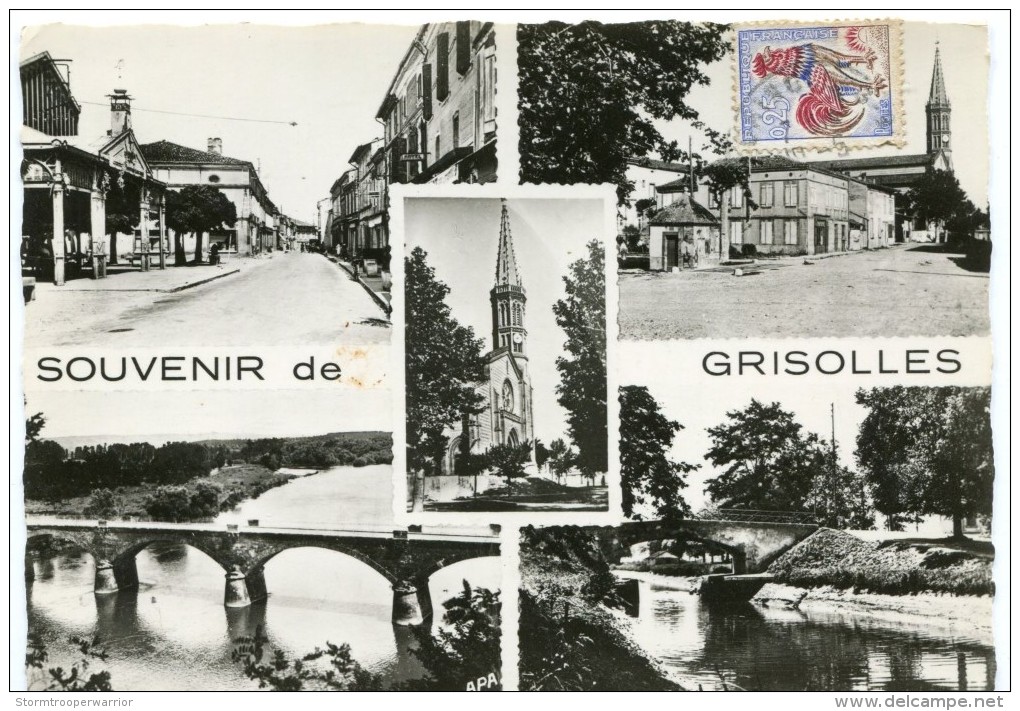 *** Cpsm - Souvenir De GRISOLLES Multivues - Place De La Mairie L'église Le Pont (2 Scans) - Grisolles