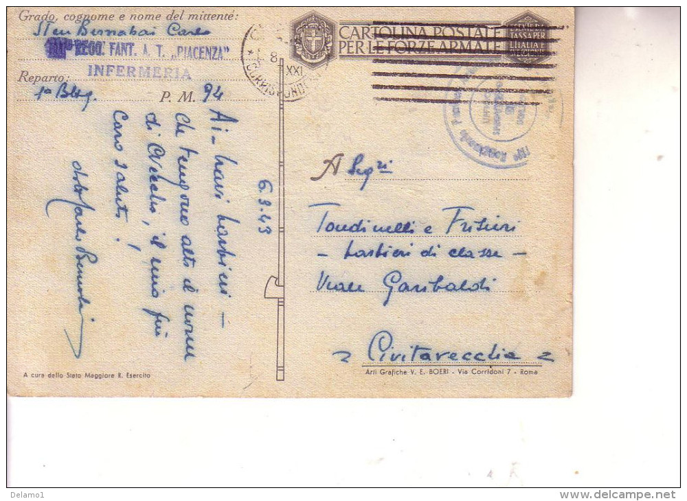 Cartolina Aviazione -- PARACADUTISTI-- F.M. P.M.94 III Regg. Fant. A T "Piacenza" - Luchtvaart