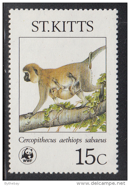 St. Kitts MNH Scott #189 15c Cercopithecus Aethiops Sabaeus - World Wildlife Fund - St.Kitts-et-Nevis ( 1983-...)