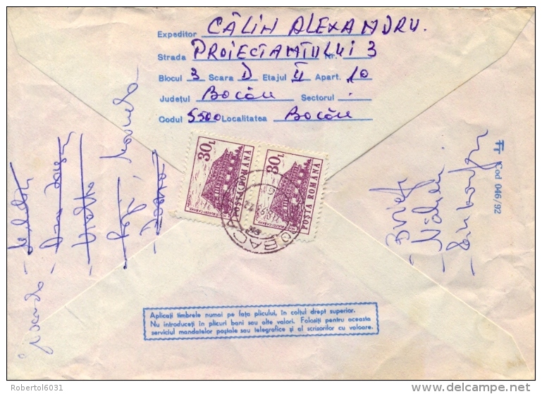 Romania 1993 Postal Stationery Envelope 10 L. Hotel + Hotels 2 X 10 L. + 2 X 30 L. + 2 X 45 L. From Bacau To Germany - Hostelería - Horesca