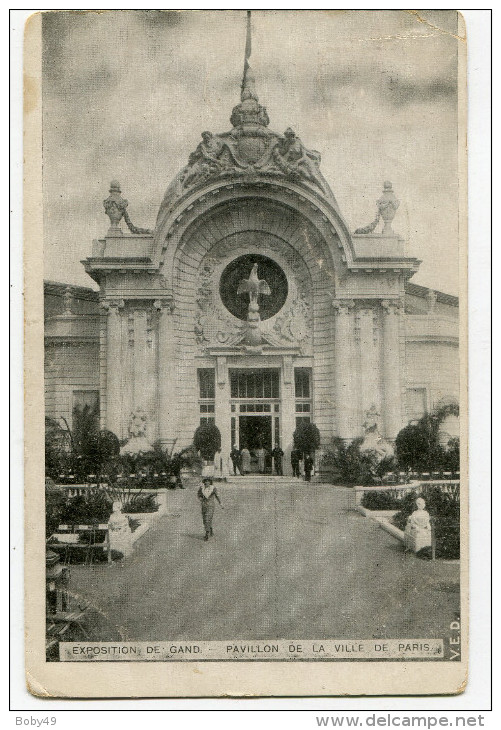 Flamme De L'exposition De GAND De 1913 Sur CP Du Pavillon De La Ville De Paris ( 2 Scans) - Vlagstempels