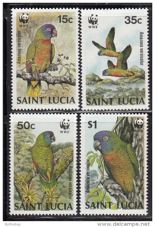 St. Lucia MNH Scott #902-#905 Set Of 4 Amazonian Parrots - World Wildlife Fund - St.Lucie (1979-...)