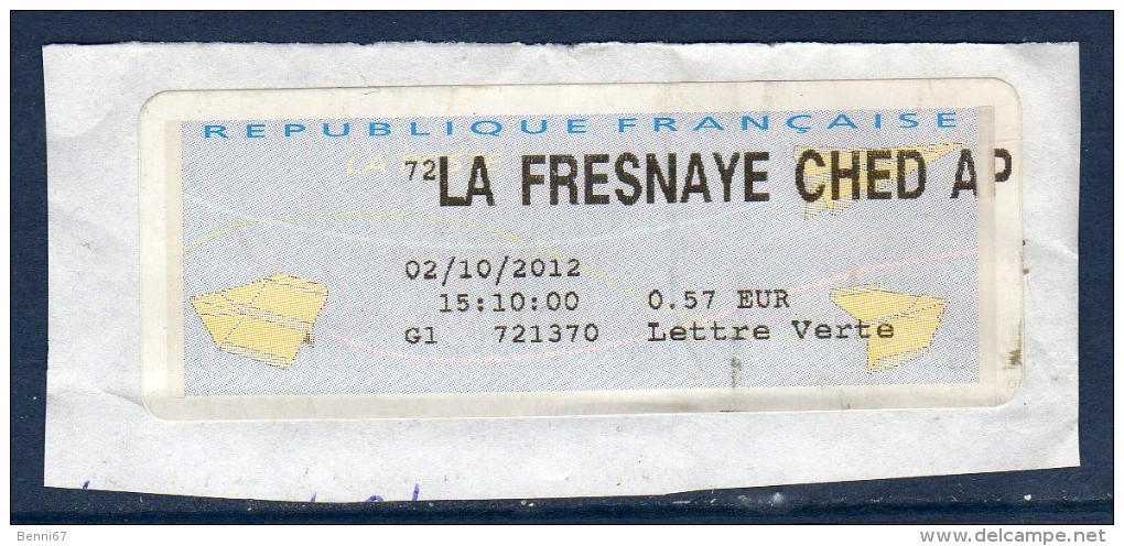 FRANCE Vignette D'affranchissement 2012 LA FRESNAYE CHED AP Lettre Verte - 2000 Type « Avions En Papier »