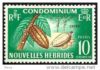 FRANCAISE NEW HEBRIDES CACOA PLANT FOOD "RF" LEFT PART SET OF 1 STAMP 10 CENTIMES MINT 196.(?) SGF? READ DESCRIPTION !! - Nuevos