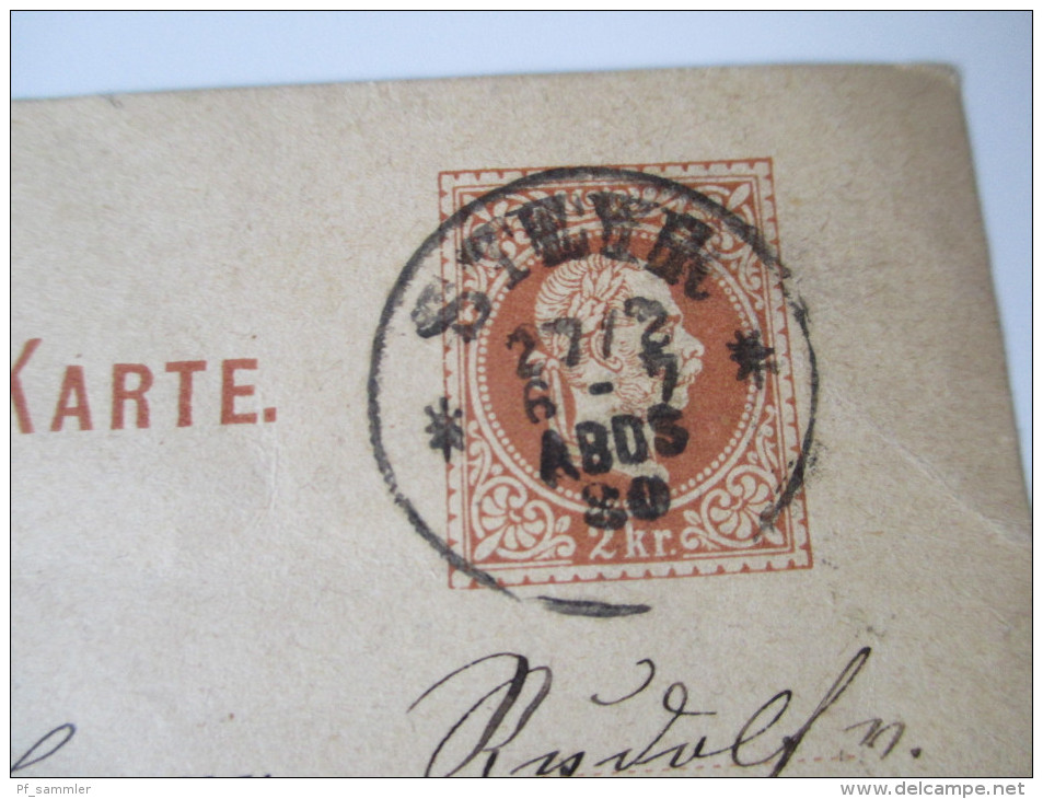 Ganzsache 1880 Steyer- Linz. Stempel: Steyer 27/2 6-7 Abds 80 - Autres & Non Classés