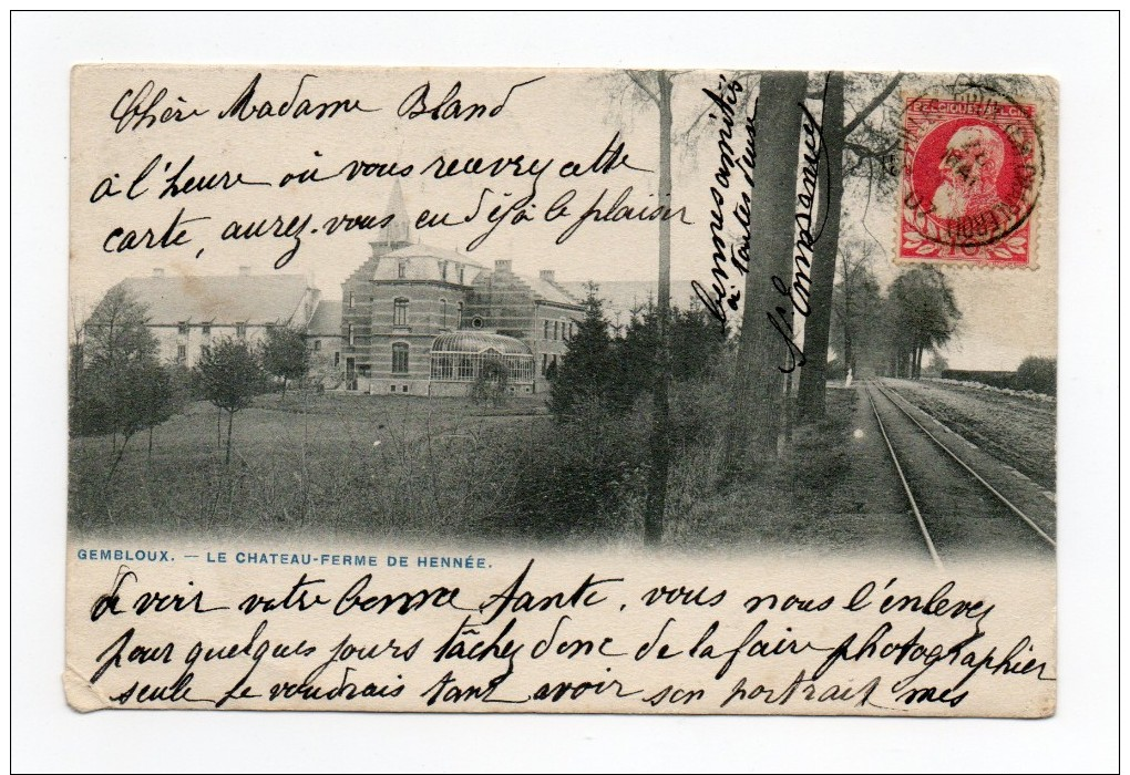 Belgique Gembloux  Le Château-ferme De Hennée Année 1907  -  2 Scans - Gembloux