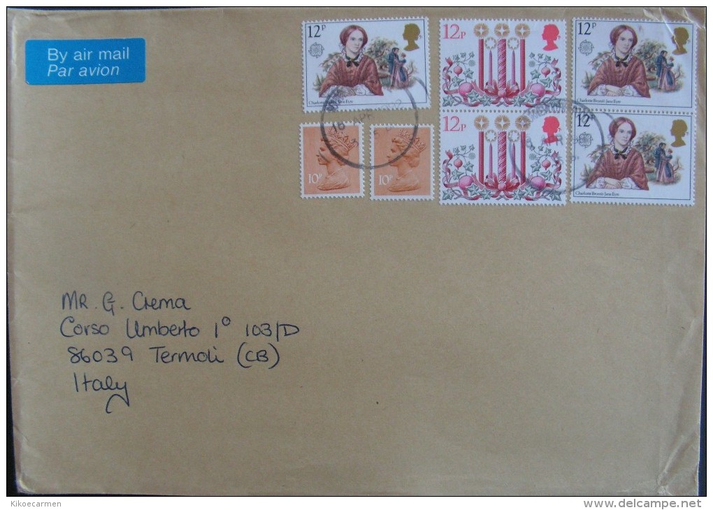 UK 1992 AIR MAIL TO Italy JANE EYRE Bronte Christmas Letter 10p QUEEN ELIZABETH II Used On COVER - Briefe U. Dokumente